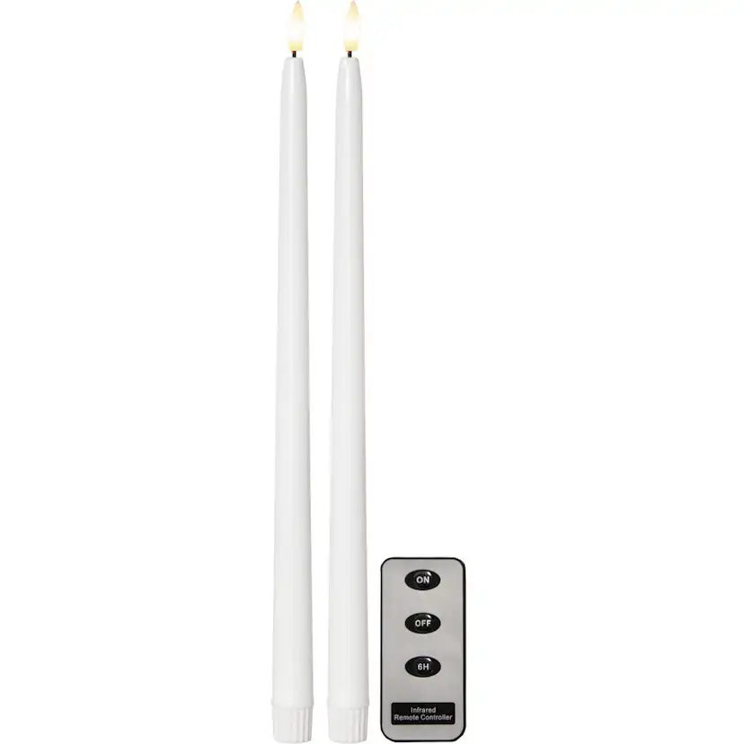 Antikljus Star Trading 2p Flamme Slim38 cm Vit