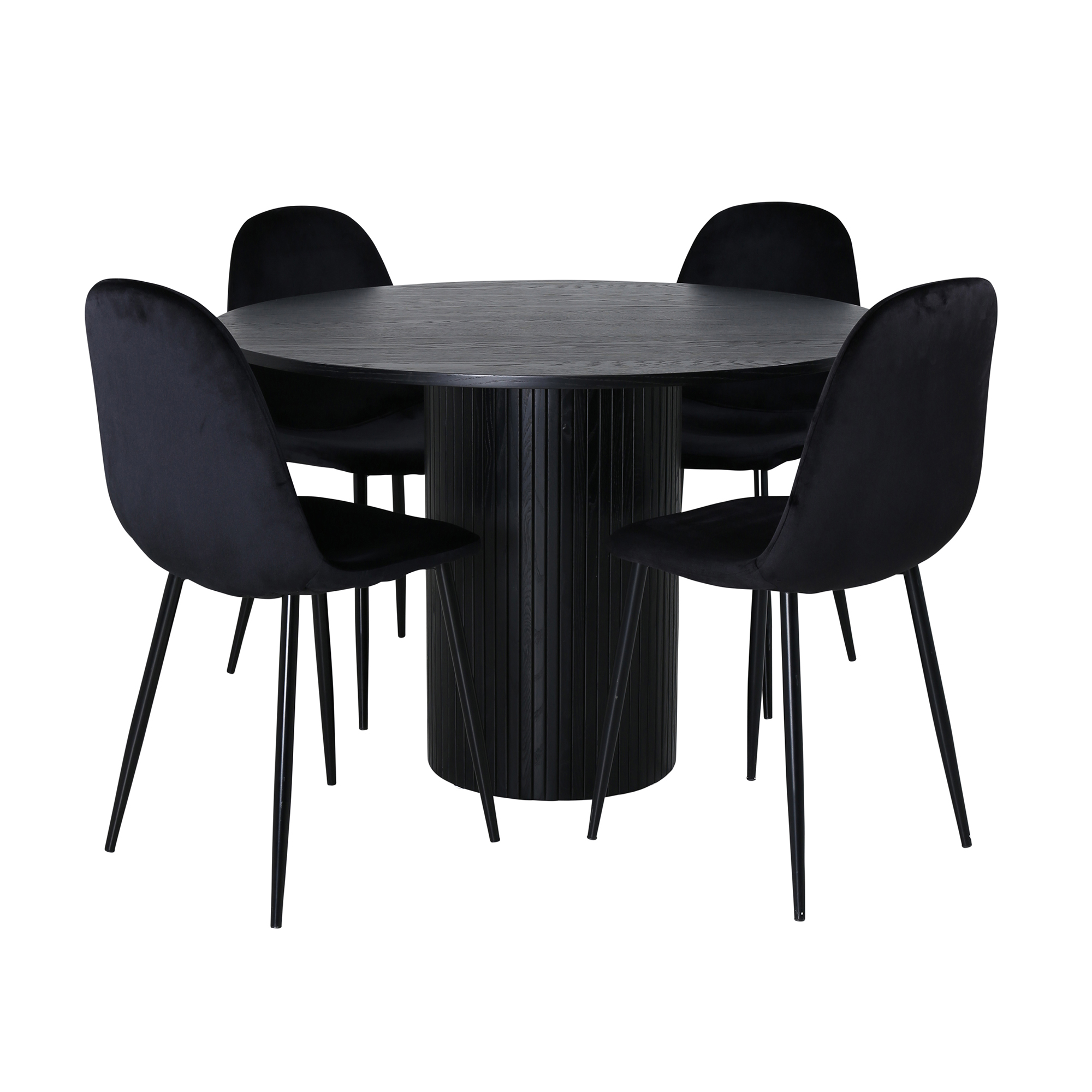Matgrupp Venture Home Bianca Rund Svart med 4 Pobbie Stolar