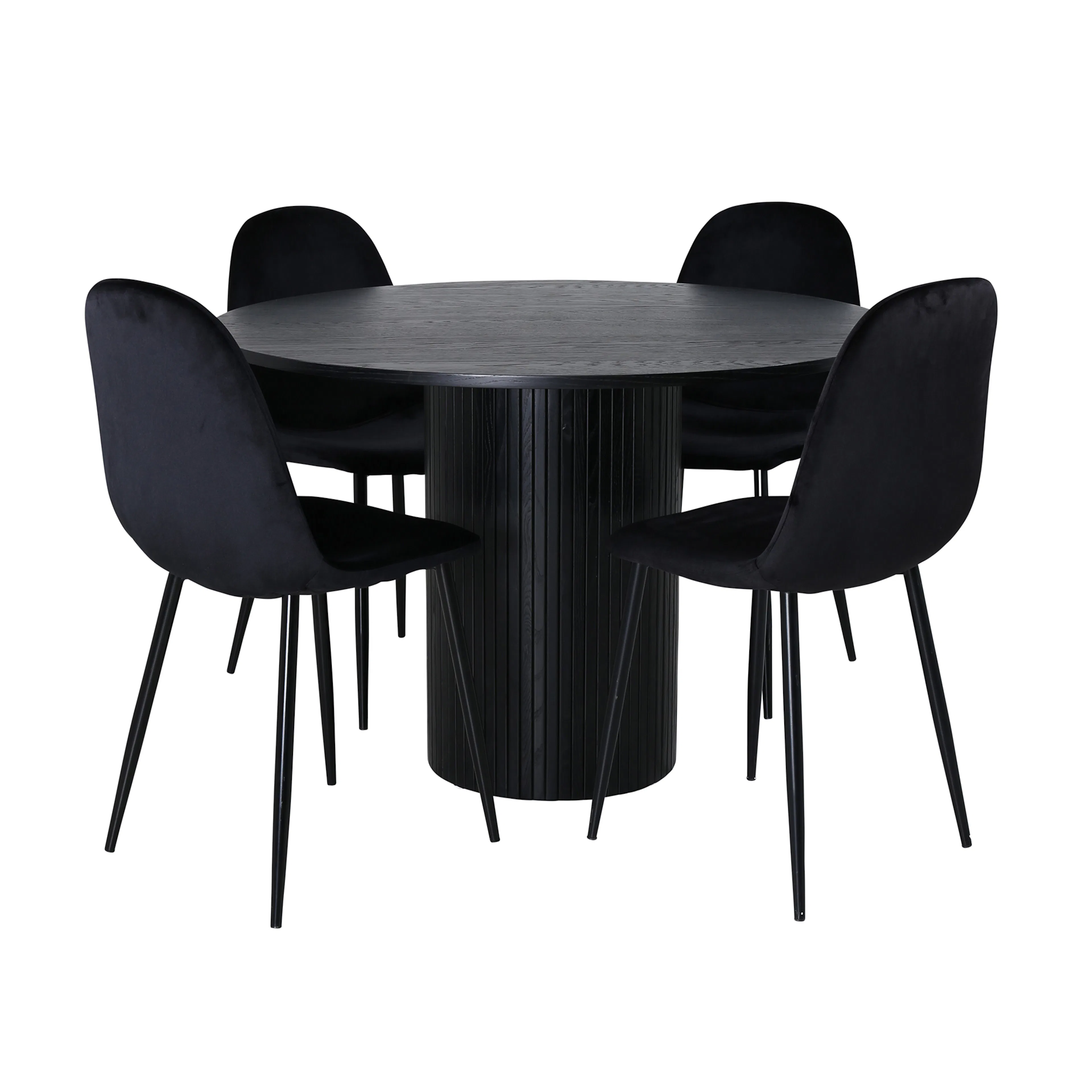 Matgrupp Venture Home Bianca Rund Svart med 4 Pobbie Stolar
