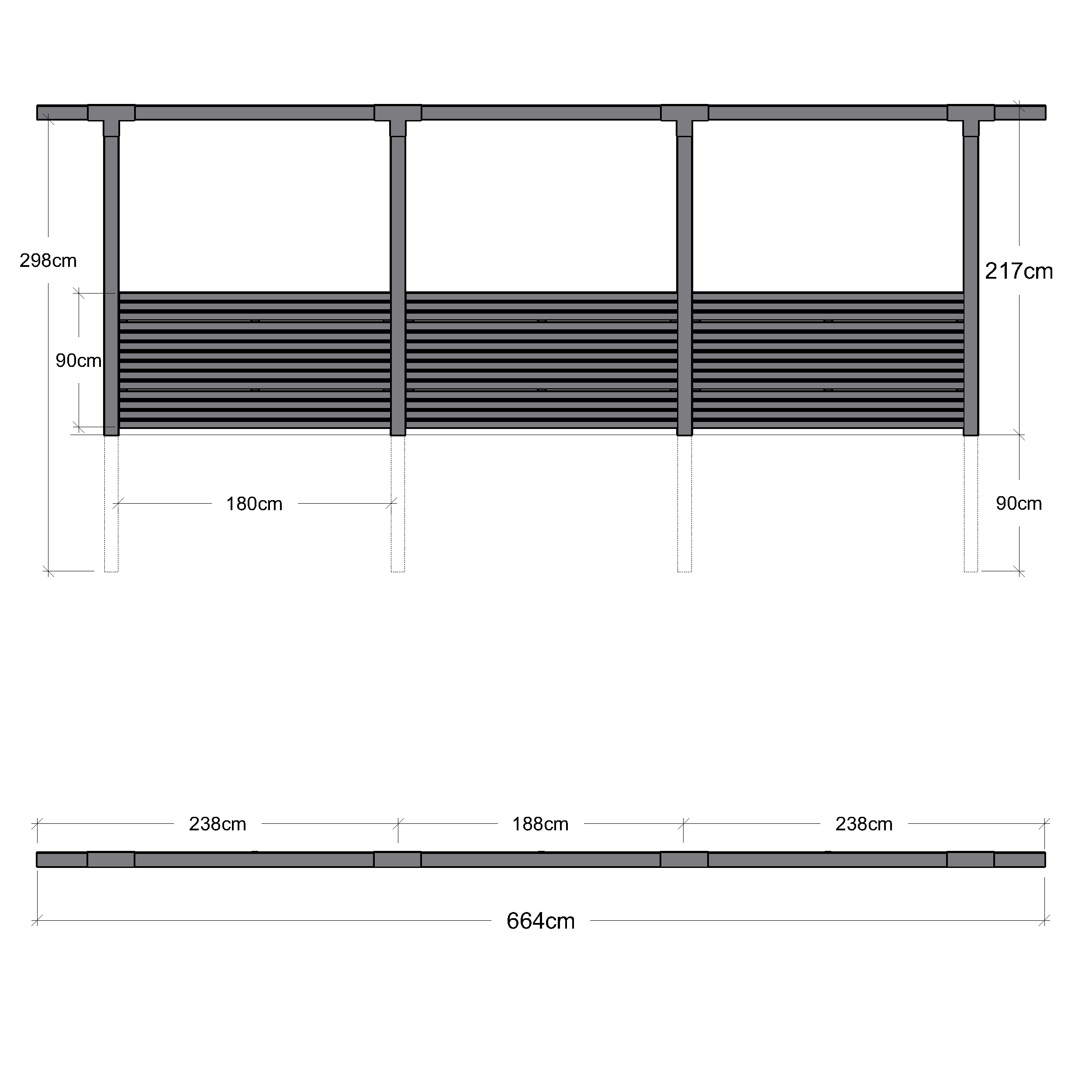 Pergola PLUS Cubic 3 Moduler inkl. Tokyo Staket