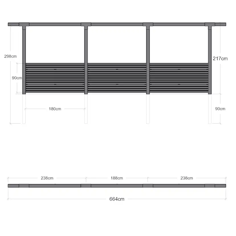 Pergola PLUS Cubic 3 Moduler inkl. Tokyo Staket