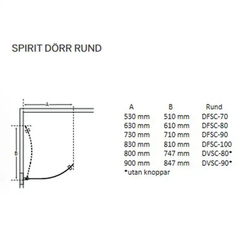 Duschdörr Macro Design Spirit Rund utan Handtagshål