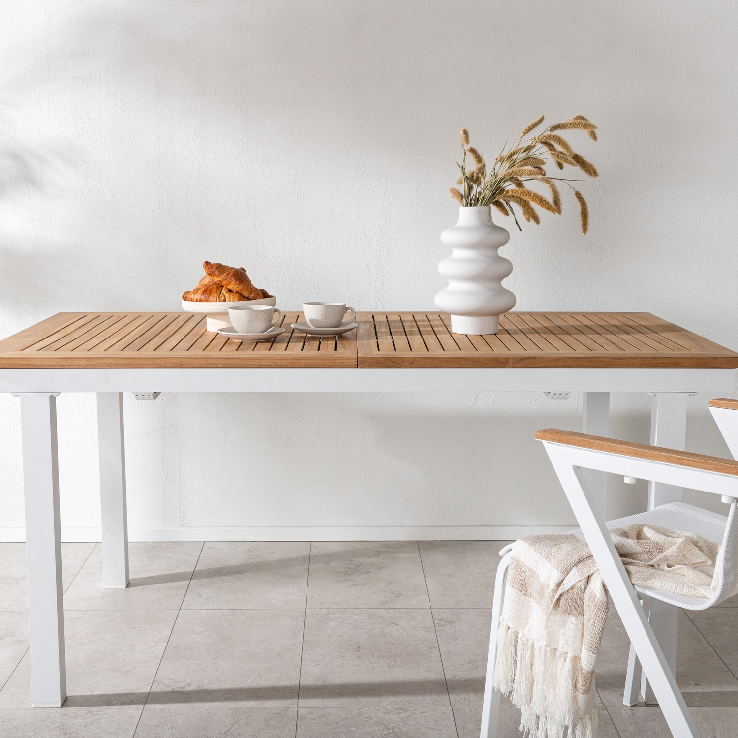 Panama - Table - 160/240*90 - Vit Alu/Teak Vit/Teak