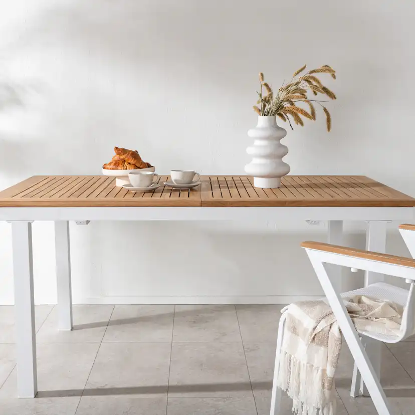 Panama - Table - 160/240*90 - Vit Alu/Teak Vit/Teak