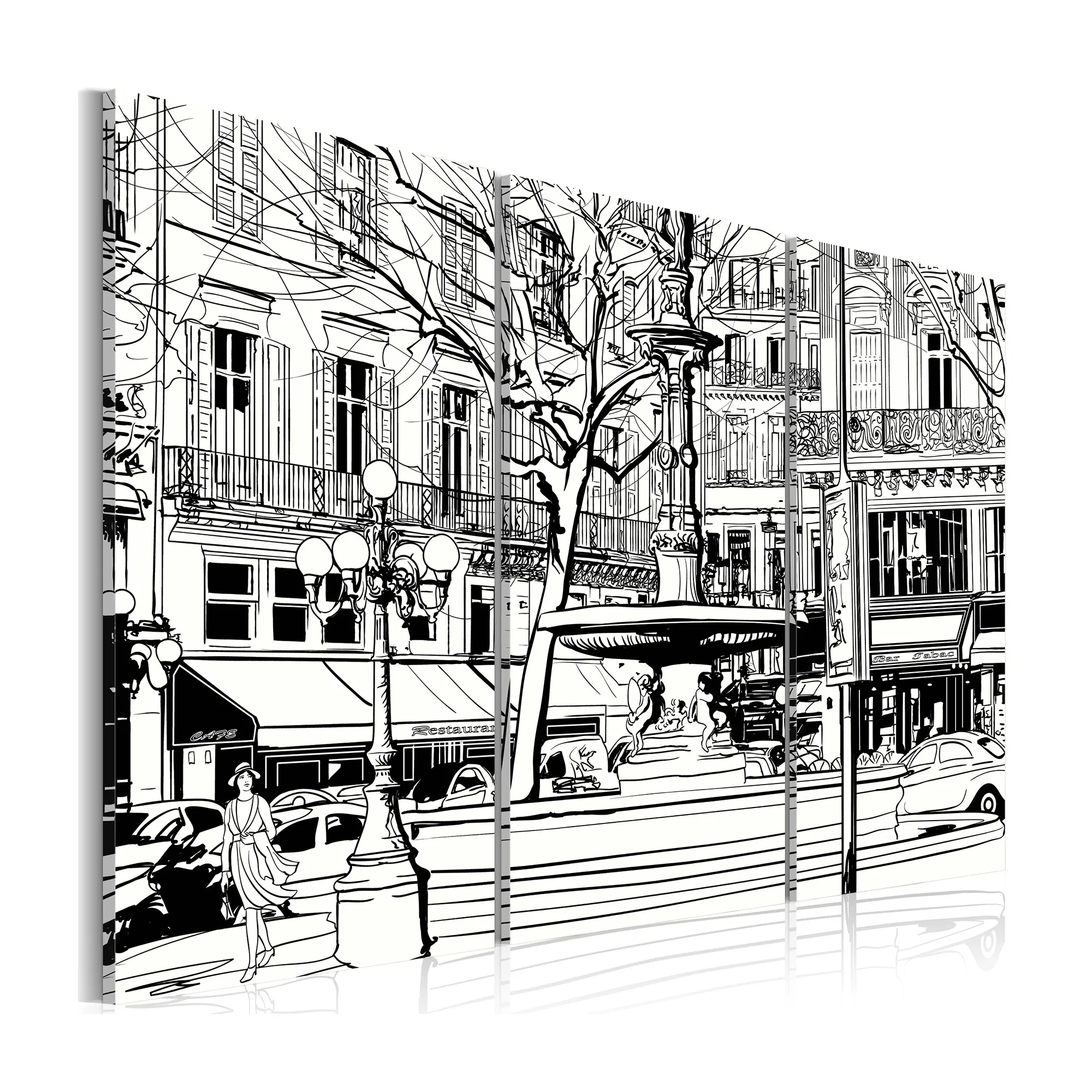 Tavla Arkiio Skiss Över Parisiskt Torg