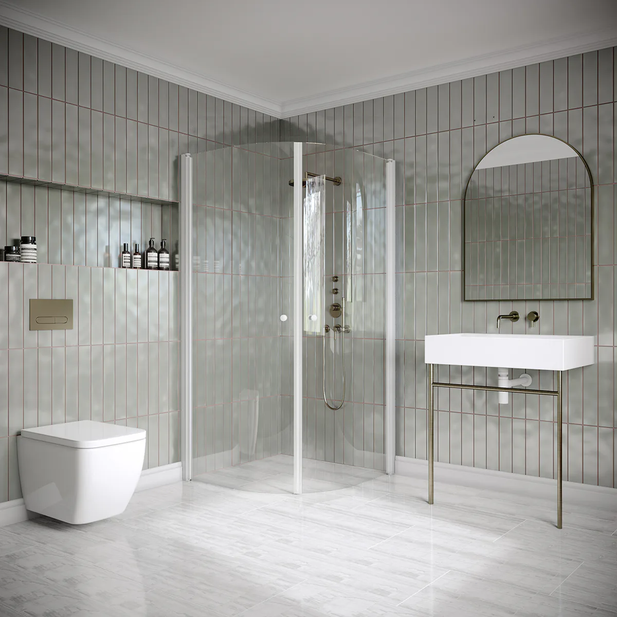 Hietakari Classic 155 900x900x1900 mm, Klarglas, Vita profiler