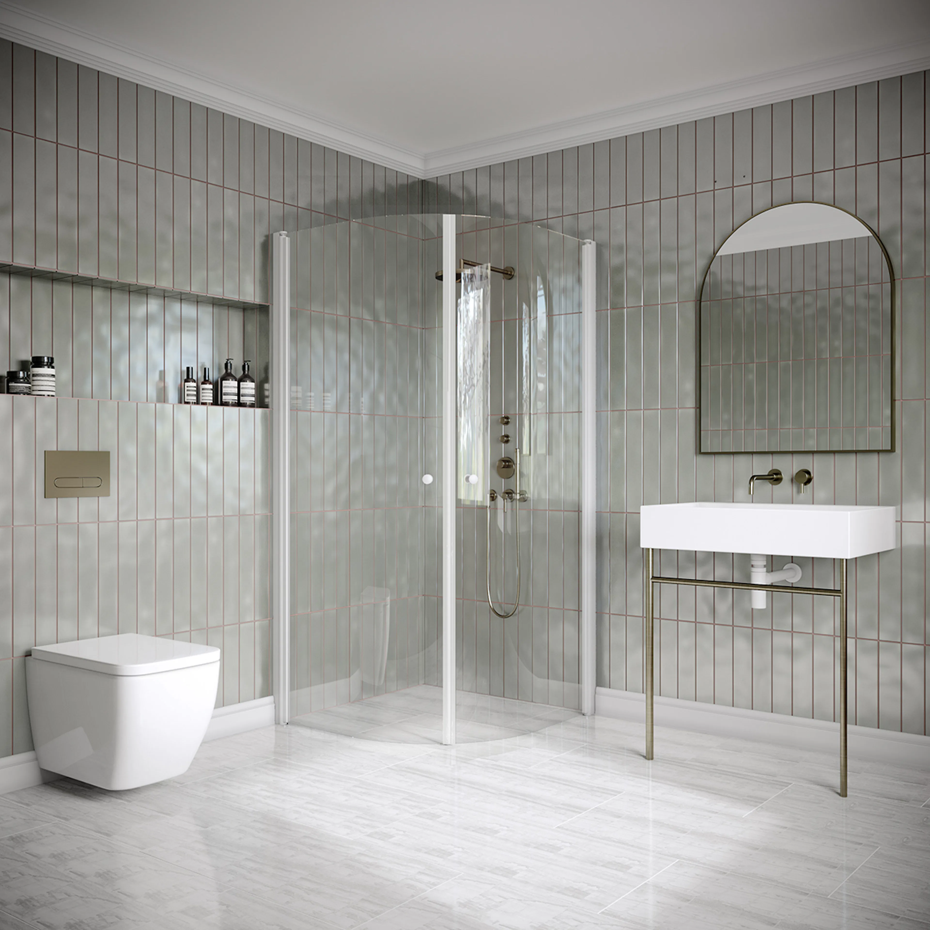 Hietakari Classic 155 900x900x1900 mm, Klarglas, Vita profiler
