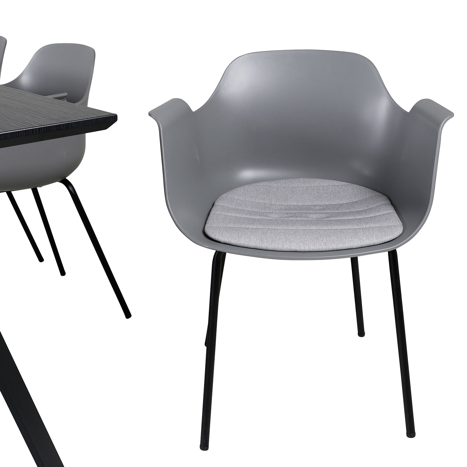 Marina Dining Table - Black top / Black Legs , Comfort Plast Grå
