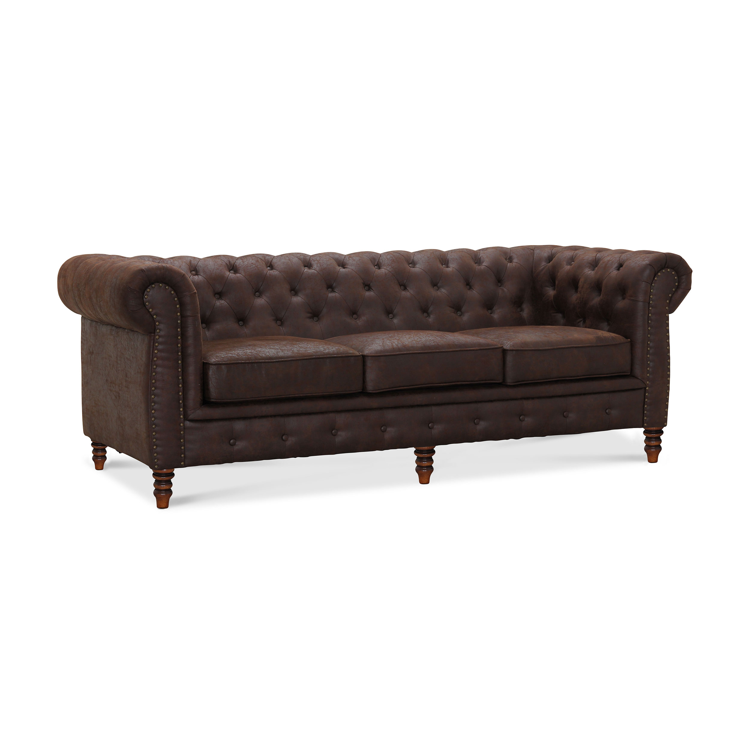3-sitssoffa Hagagruppen Cambridge Mirco Vintage Chesterfieldsoffa Brun
