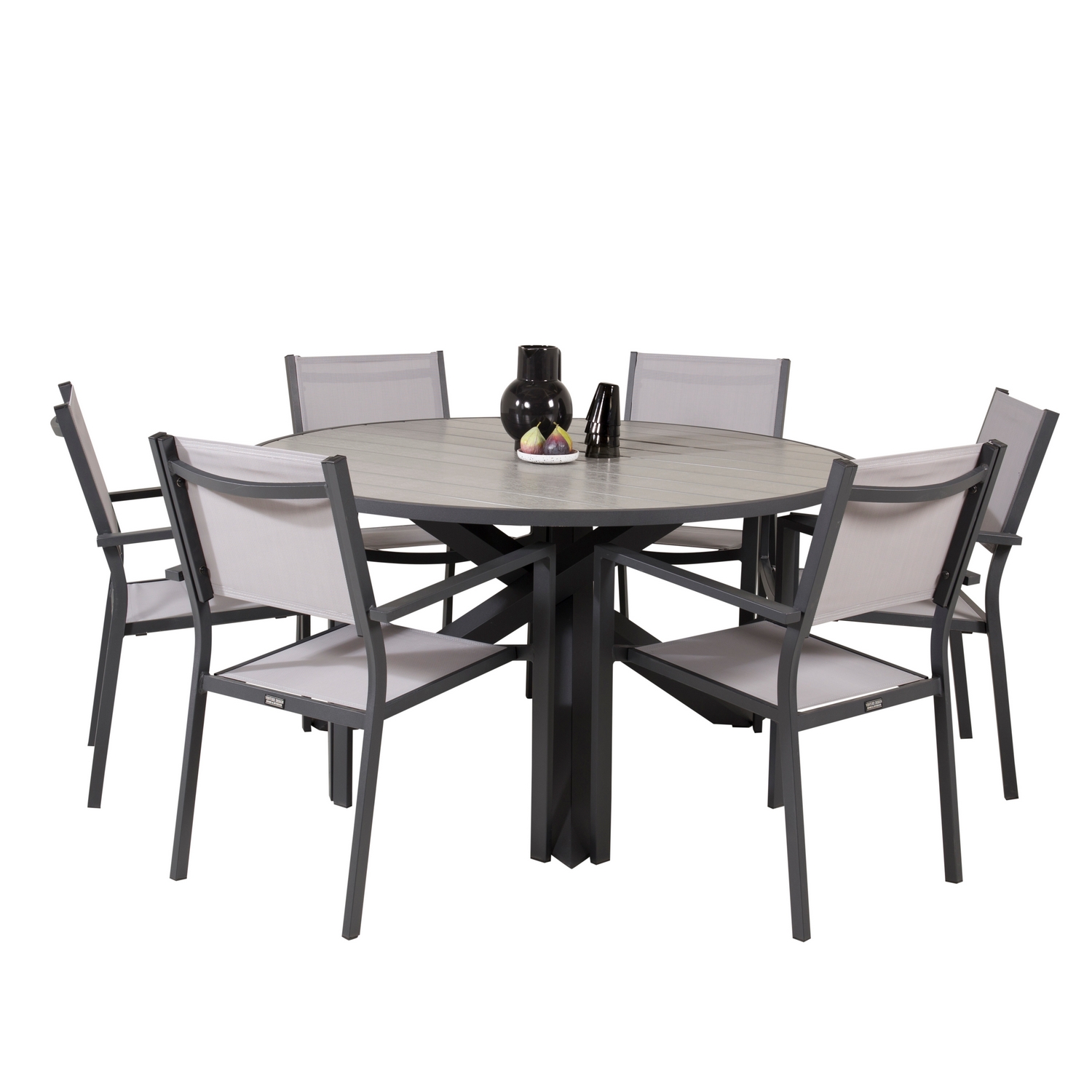Parma - Table ø 140 - Svart Alu /Grey Aintwood+Copacabana Ar Grå