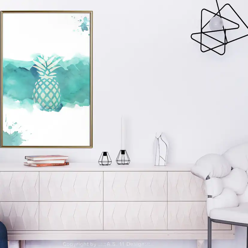 Poster Artgeist Affisch Pineapple in Watercolours