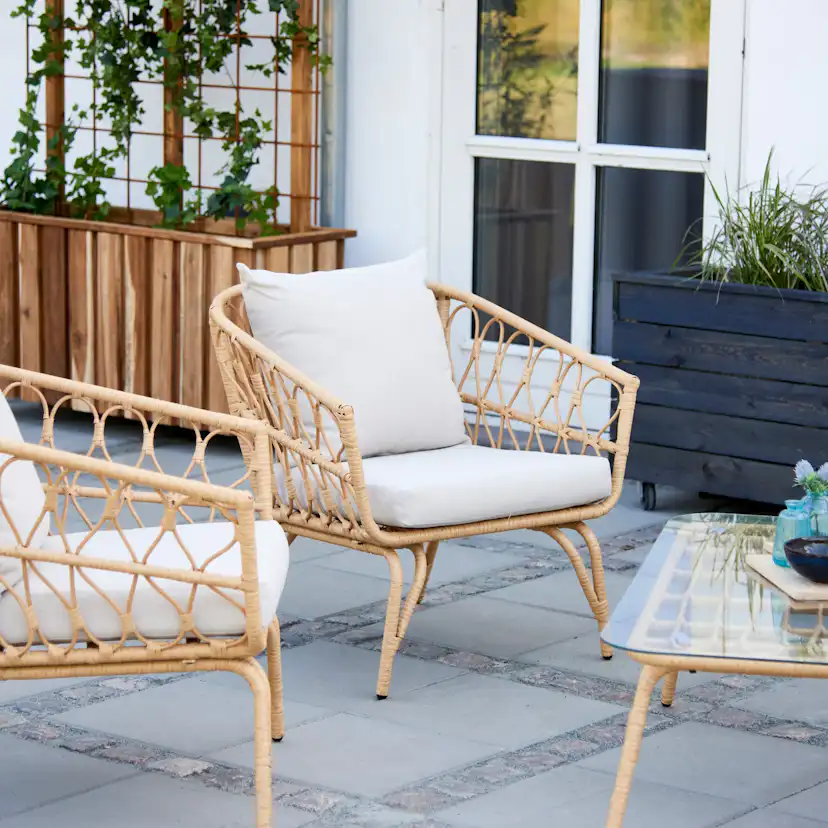 Loungeset ENVY DESIGN Magrethe Utemöbler med Dynor i Rotting