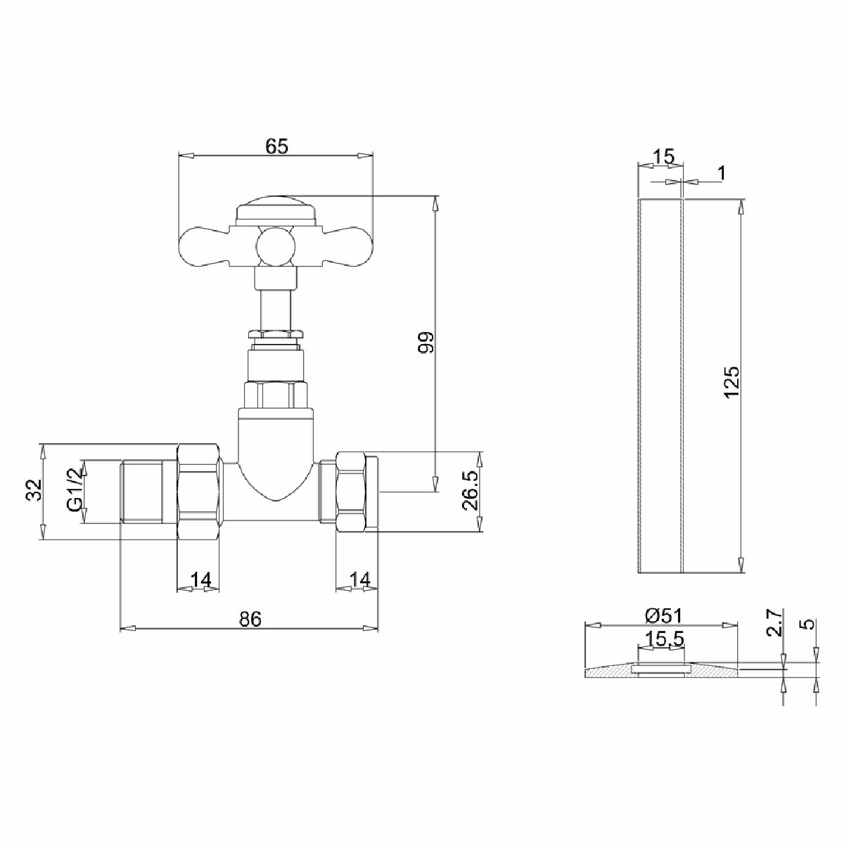 Straight Radiator Valve Brushed Nickel Borstad Nickel