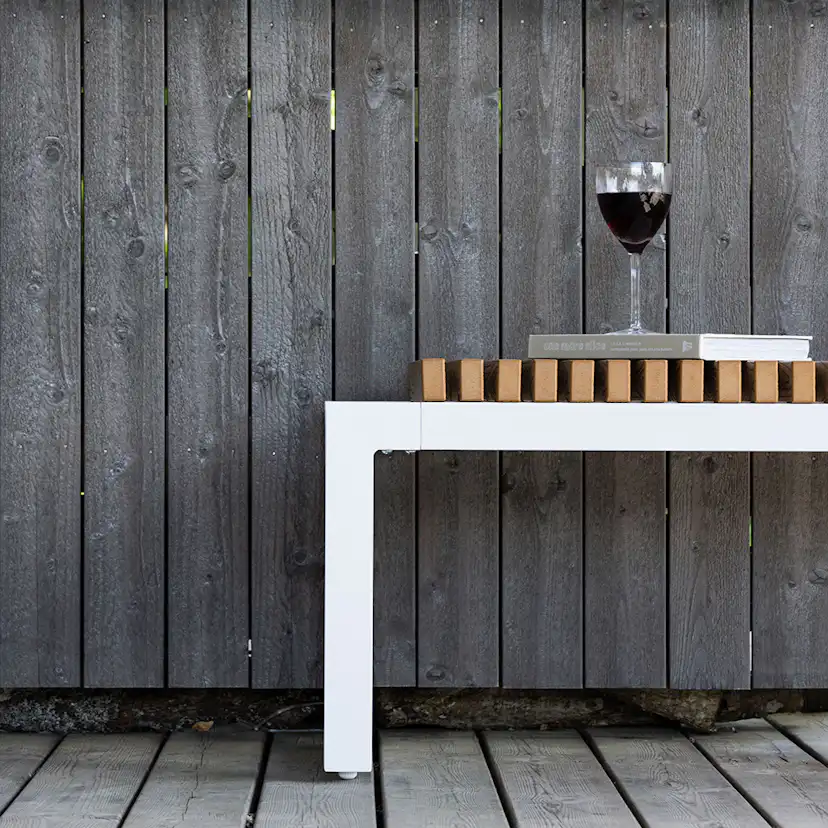 Athena Bench Alumnium - White / Brown Aintwood Brun/Vit