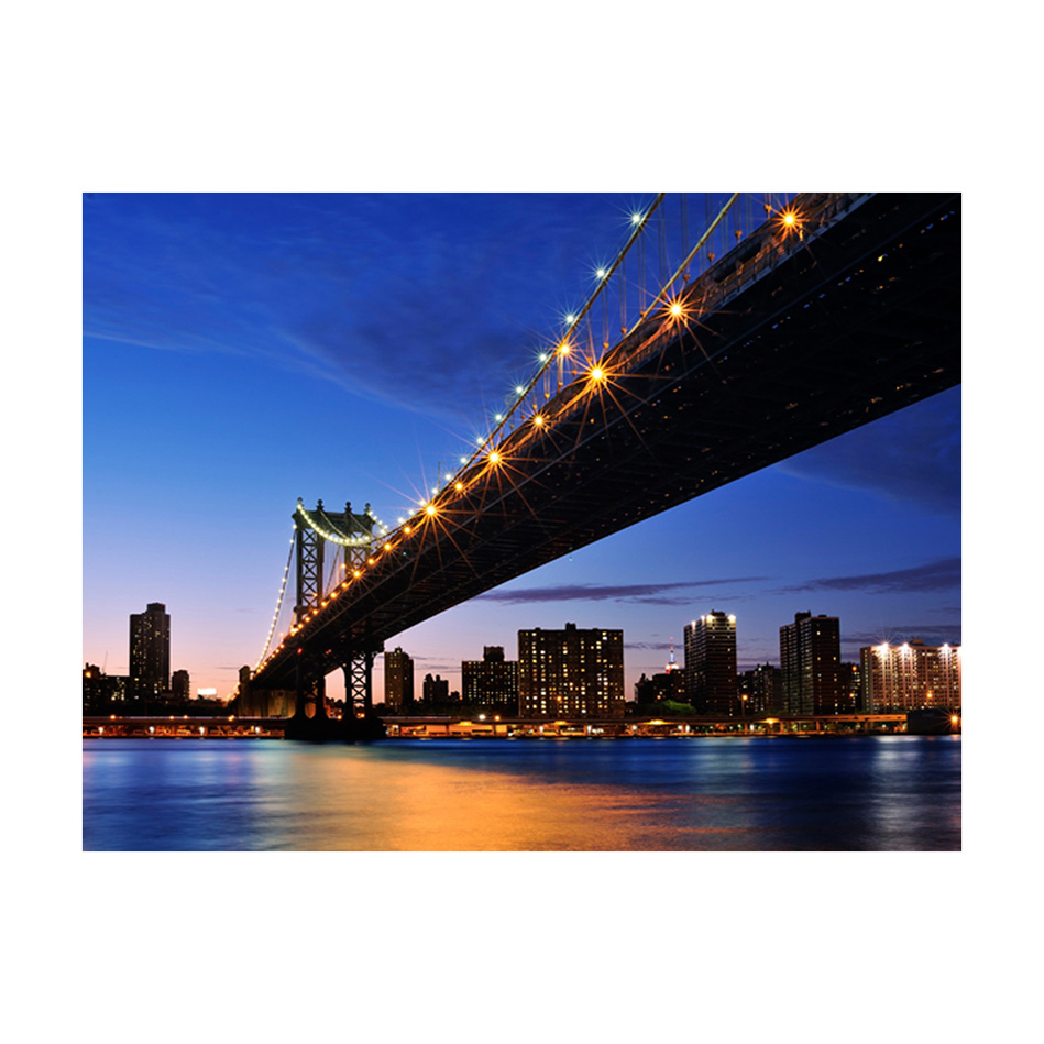 Fototapet Arkiio Manhattan Bridge Upplyst På Natten