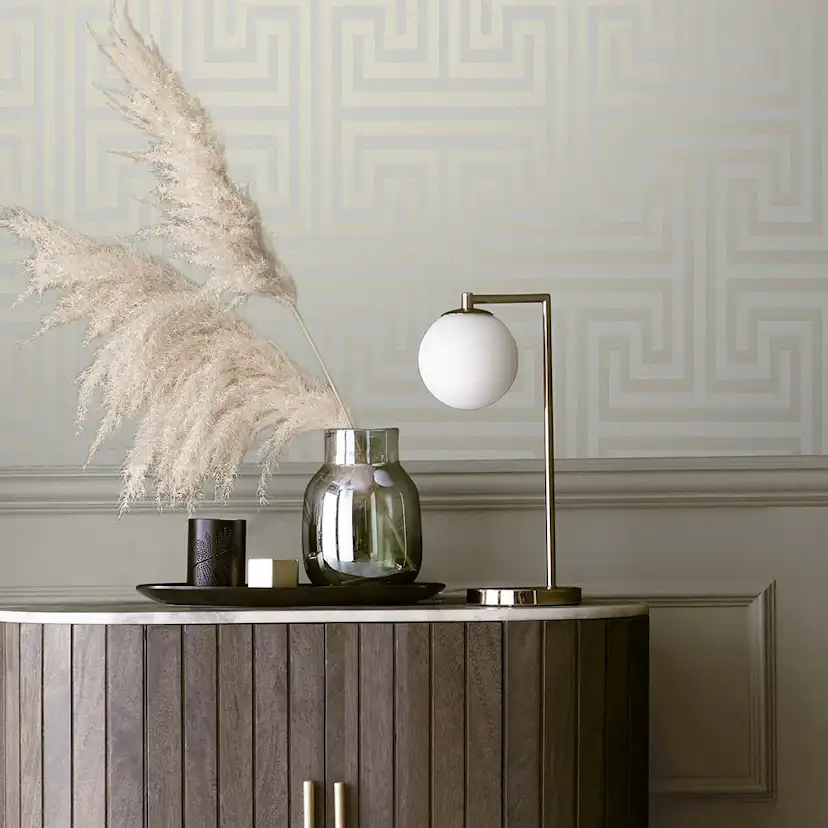 Tapet NEXT Metallic Greek Key Neutral