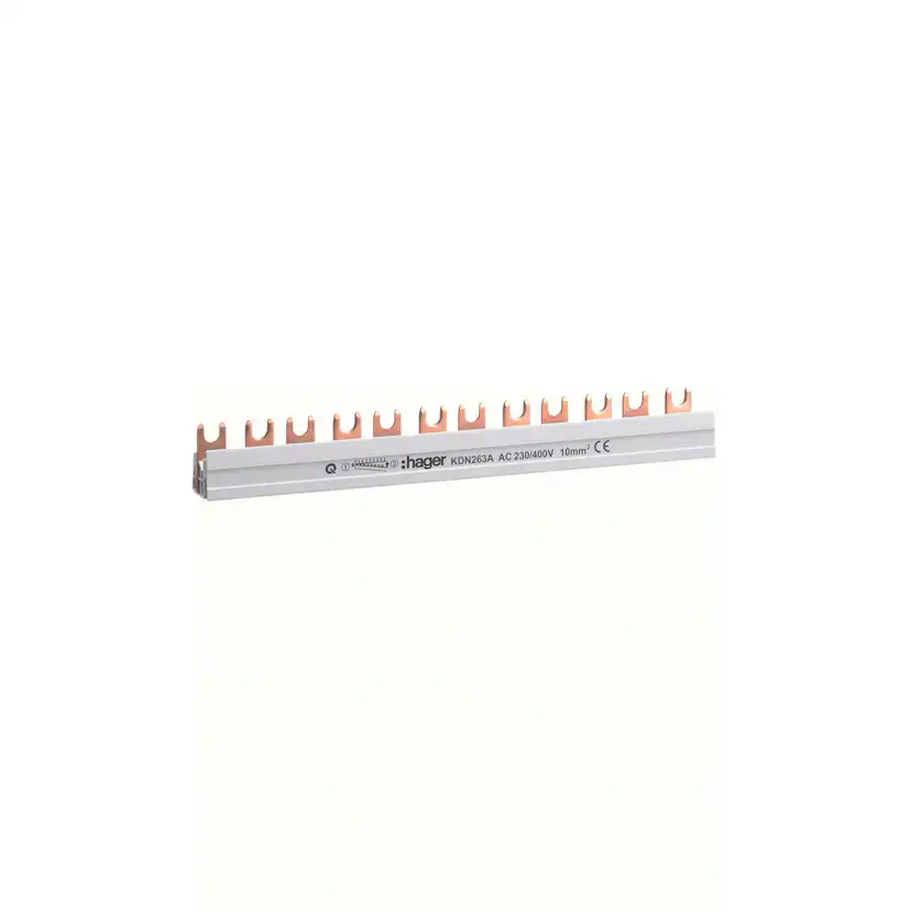 Fasskena Hager 2-polig 10 mm2 12 moduler för QuickConnect och Skruvanslutning