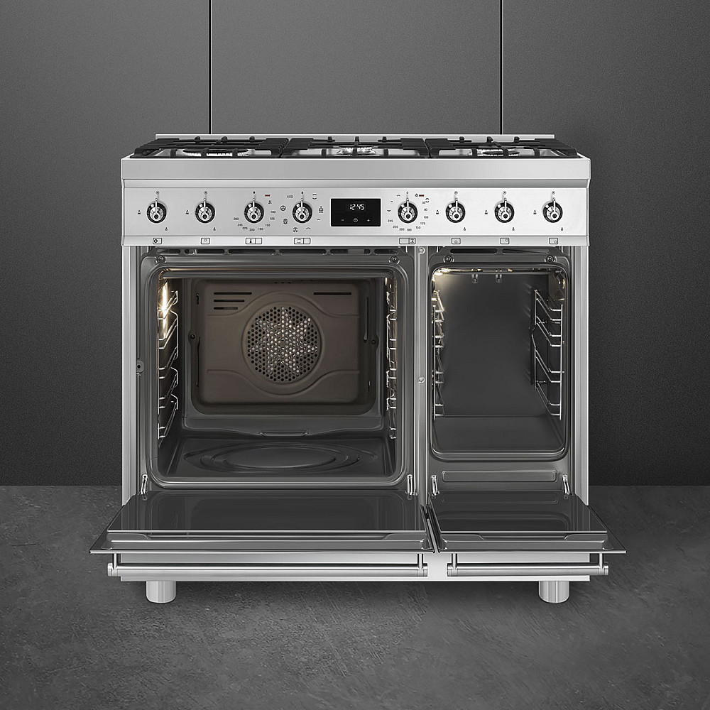 Gasspis Smeg C92GMX2 Sinfonia Rostfri med Dubbelugn och Grillfunktion