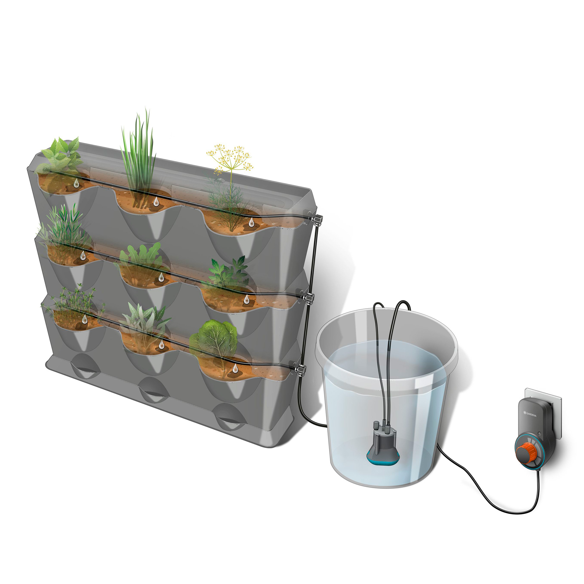 Bevattningsset Gardena Nature Up! Transformator och Pump