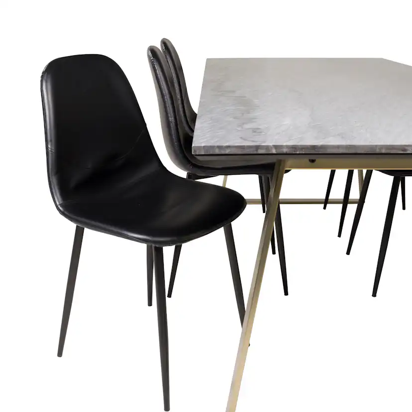 Matgrupp Venture Home Estelle 200 med 6 Pobbie Stolar Konstläder