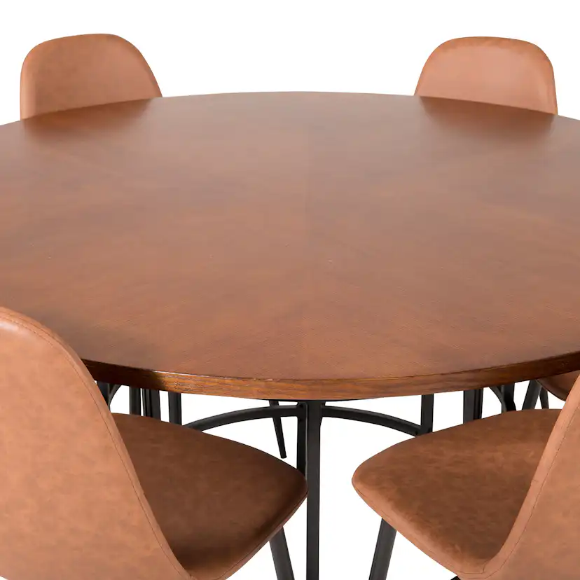 Copenhagen - Dining Table round - Brown / Black+Polar Matsto Brun