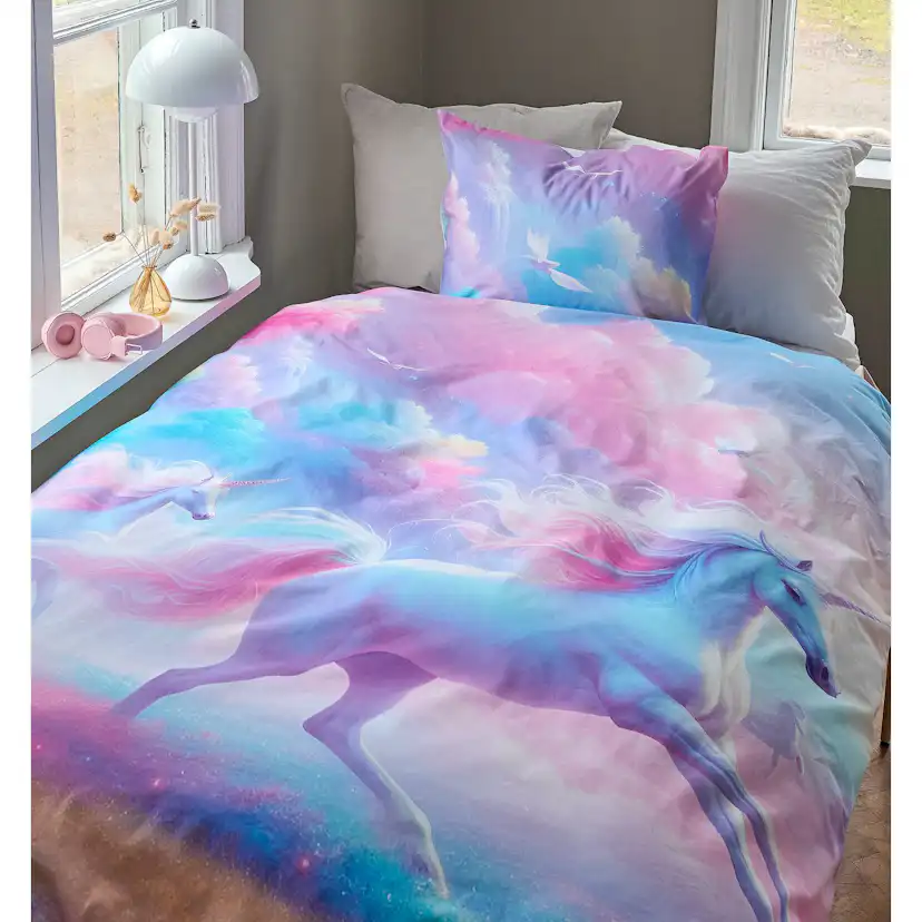 Påslakanset Enkelsäng Borganäs of Sweden 2-Dels Set Unicorns Multi