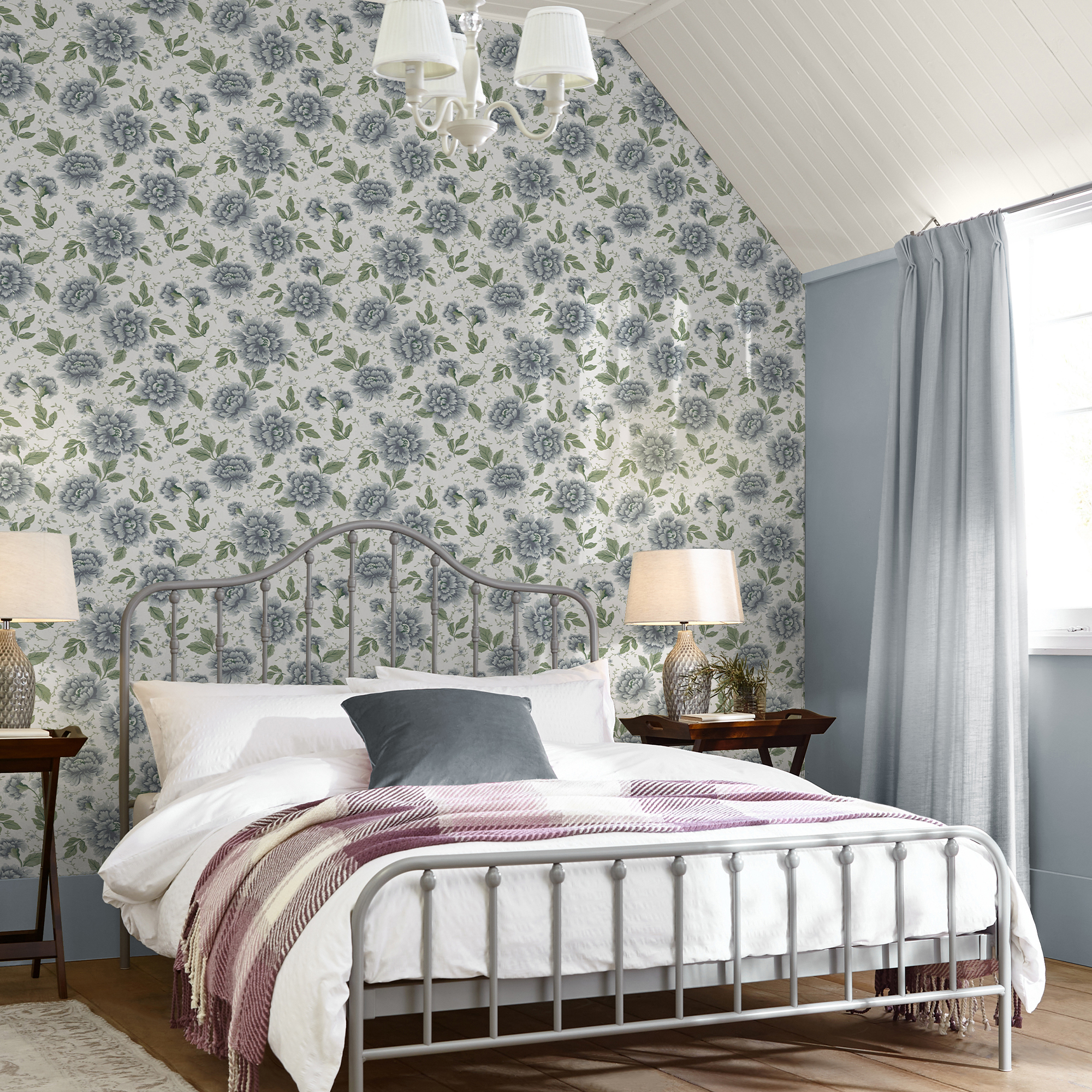 Tapet Laura Ashley Pickworth Posy Pale Seaspray Blå 122747