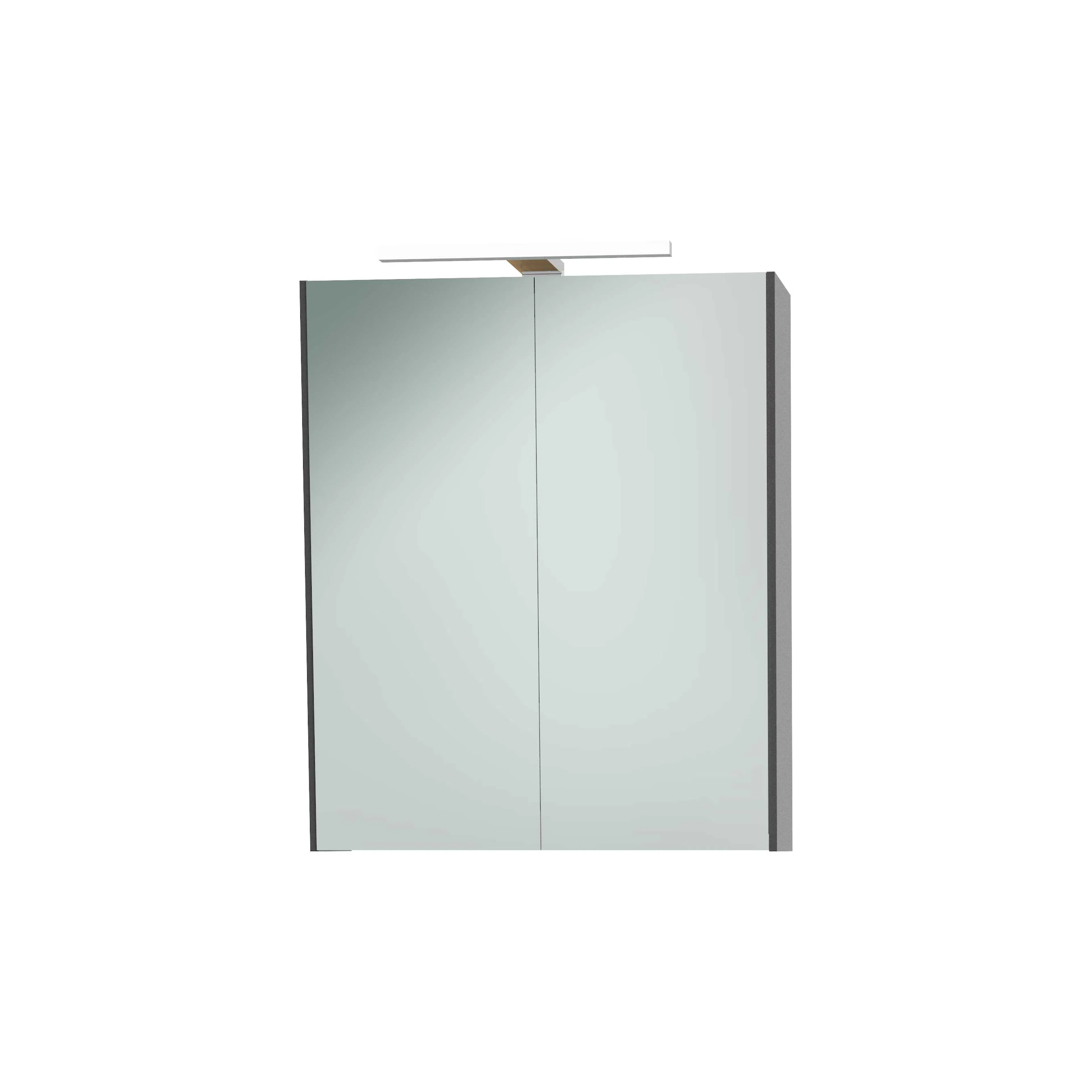 Spegelskåp 60 med tunn träkant Mörkgrå, B: 590 mm