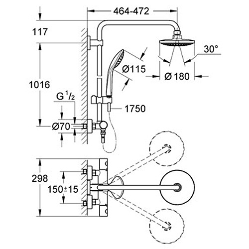 Takduschset Grohe Euphoria System 180 150 cc