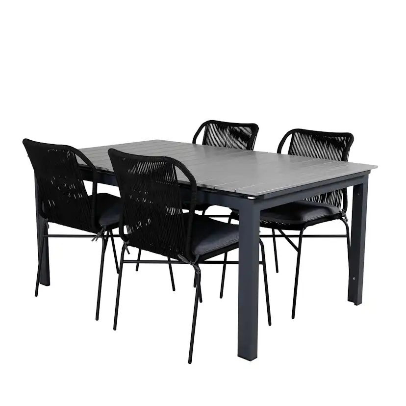 Matgrupp Venture Home Lova med 4 Jefferson Stapelbara Matstolar
