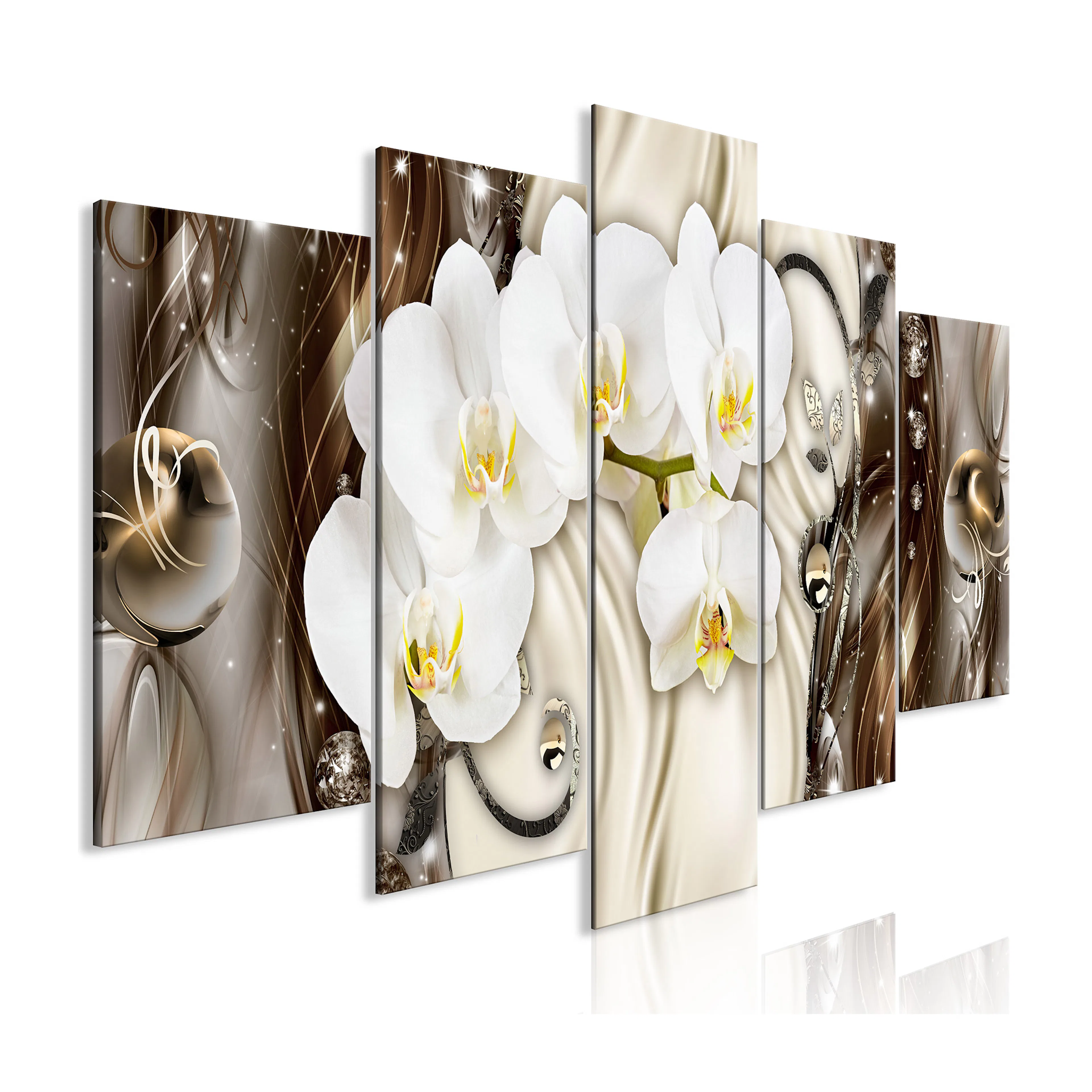 Tavla Arkiio Orchid Waterfall Wide Brown 5 delar