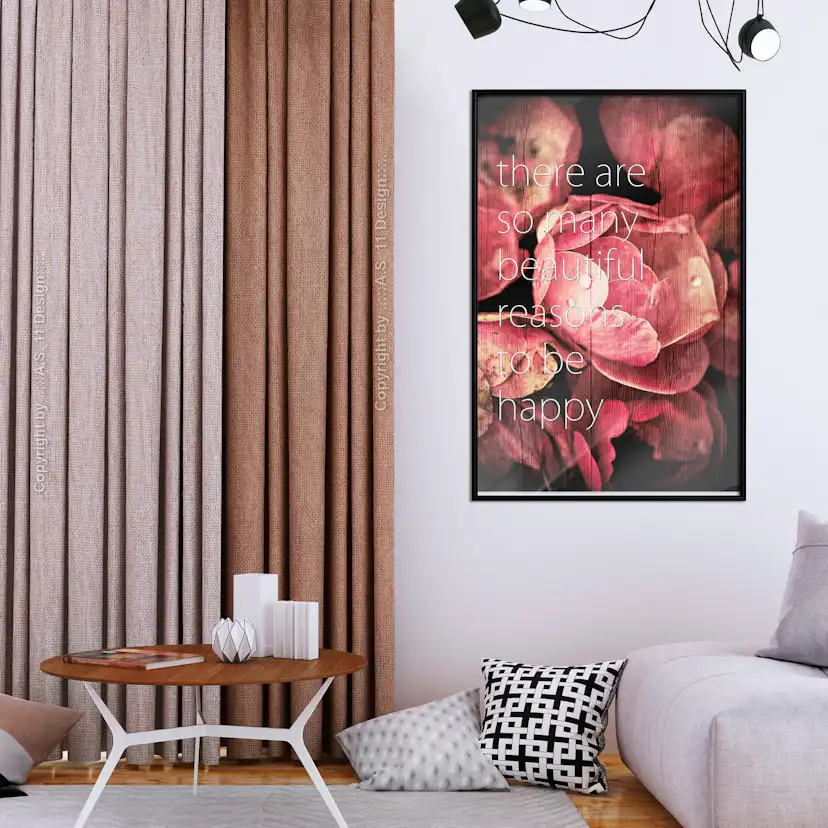 Affisch - There Are so Many Beautiful Reasons to Be Happy [P Svart ram, 20x30 cm