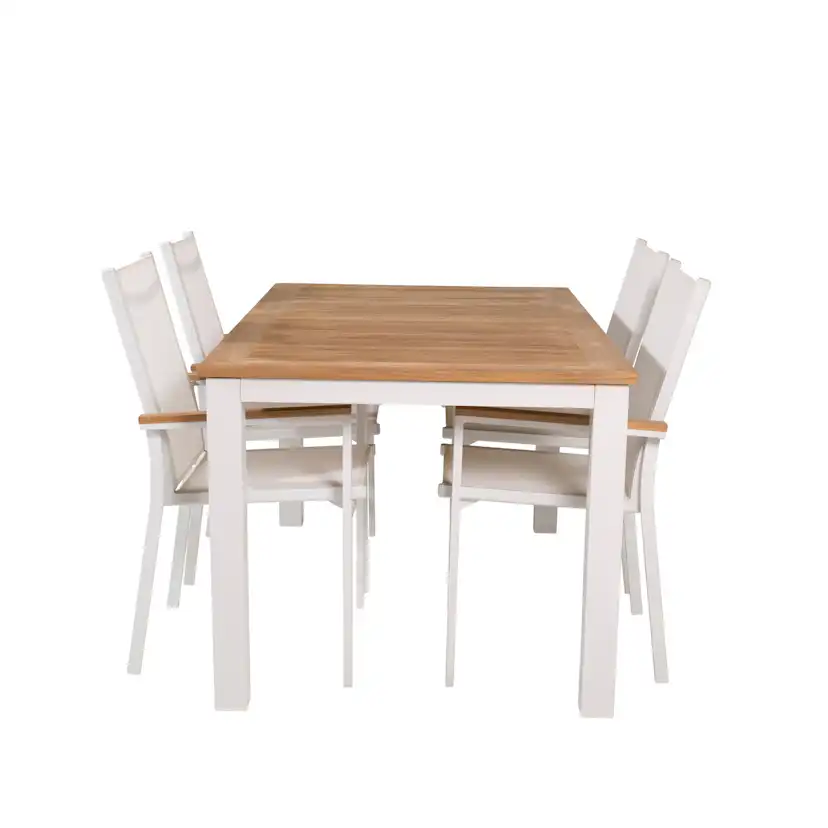 Panama Dining Table 152/210*90 - White Alu / Teak+Texas Arm Blanka Ben