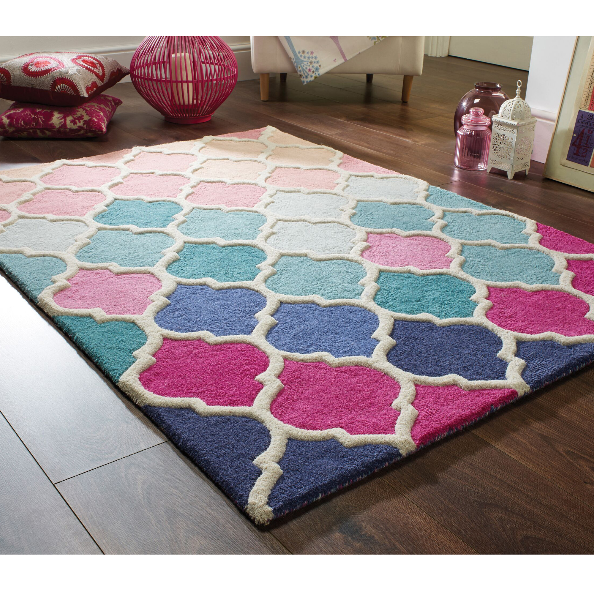 Luggmatta Flair Rugs Rosella Rosa/Blå Ull