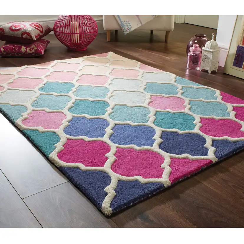 Luggmatta Flair Rugs Rosella Rosa/Blå Ull