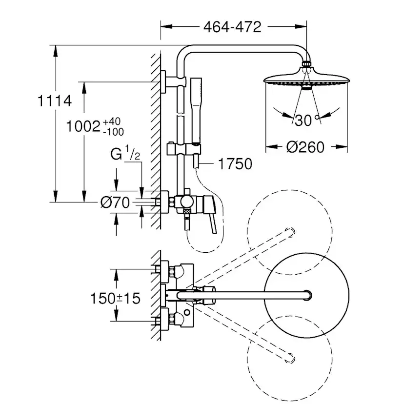 Takduschset Grohe Euphoria System 260 23061 150 cc