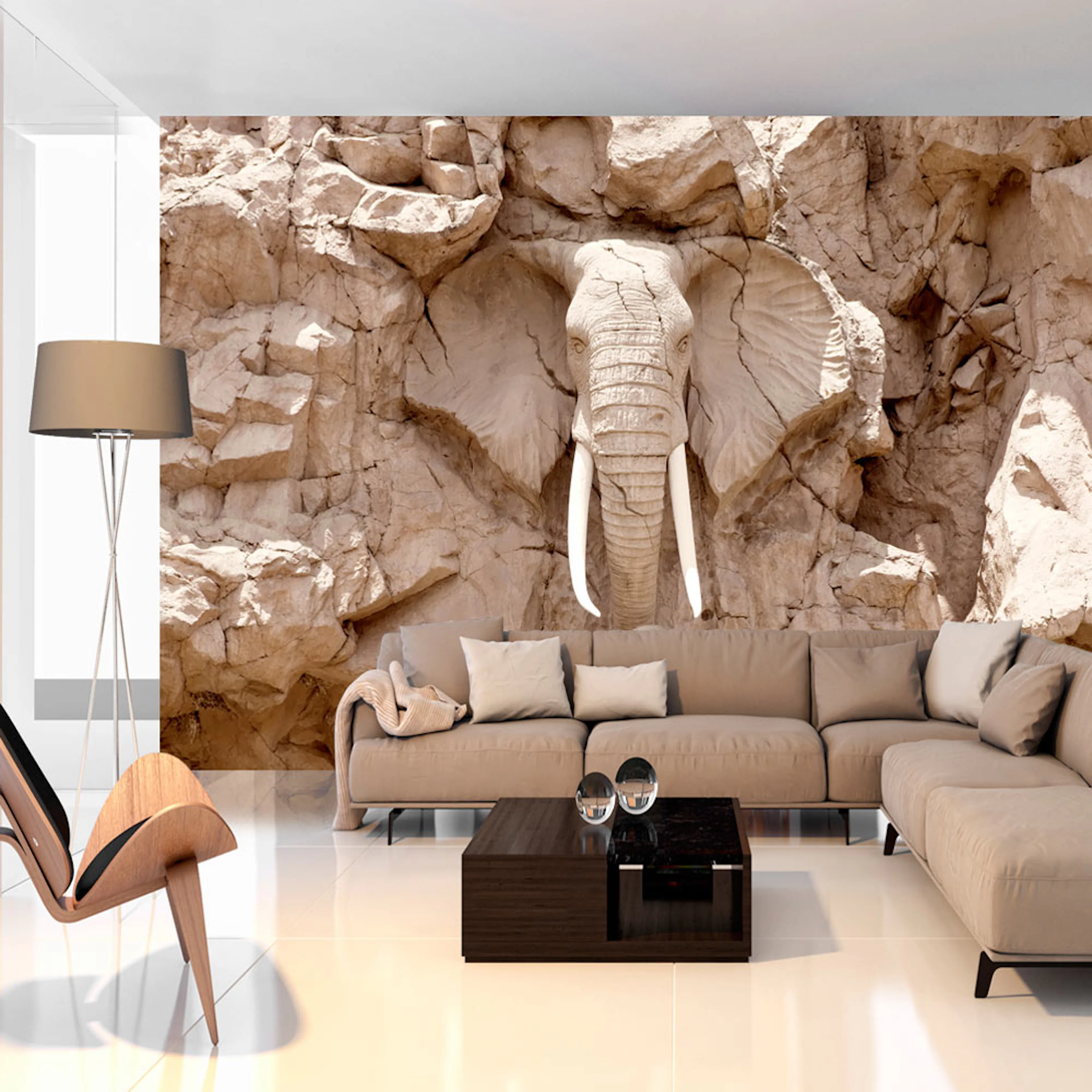 Fototapet Arkiio Självhäftande Elephant Carving South Africa