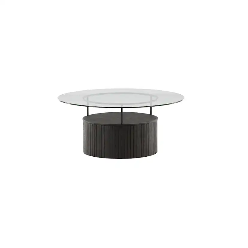Soffbord Venture Home Bovall Runt Vardagsrumsbord i Svart Ask & Glas