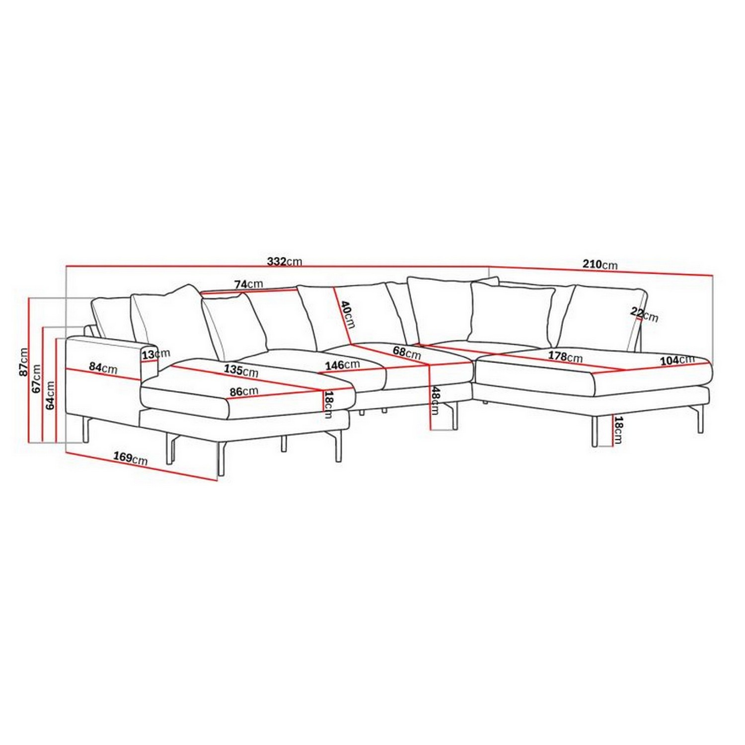 U-Soffa Scandinavian Choice Menard Soffa med Divan och Schäslong