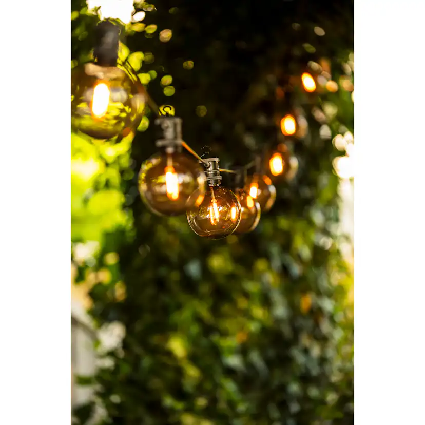 Ljusslinga Gnosjö Konstsmide Partyslinga Startset E27 10st LED-lampor Amber Rökfärgade