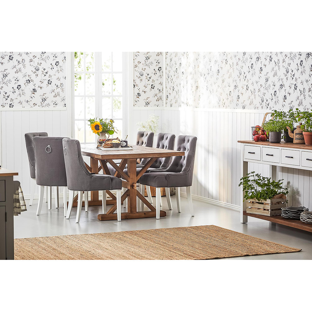 Lyon Matgrupp 200x100 cm med 6 st Viktoria Stolar Natur/Grå/Vit