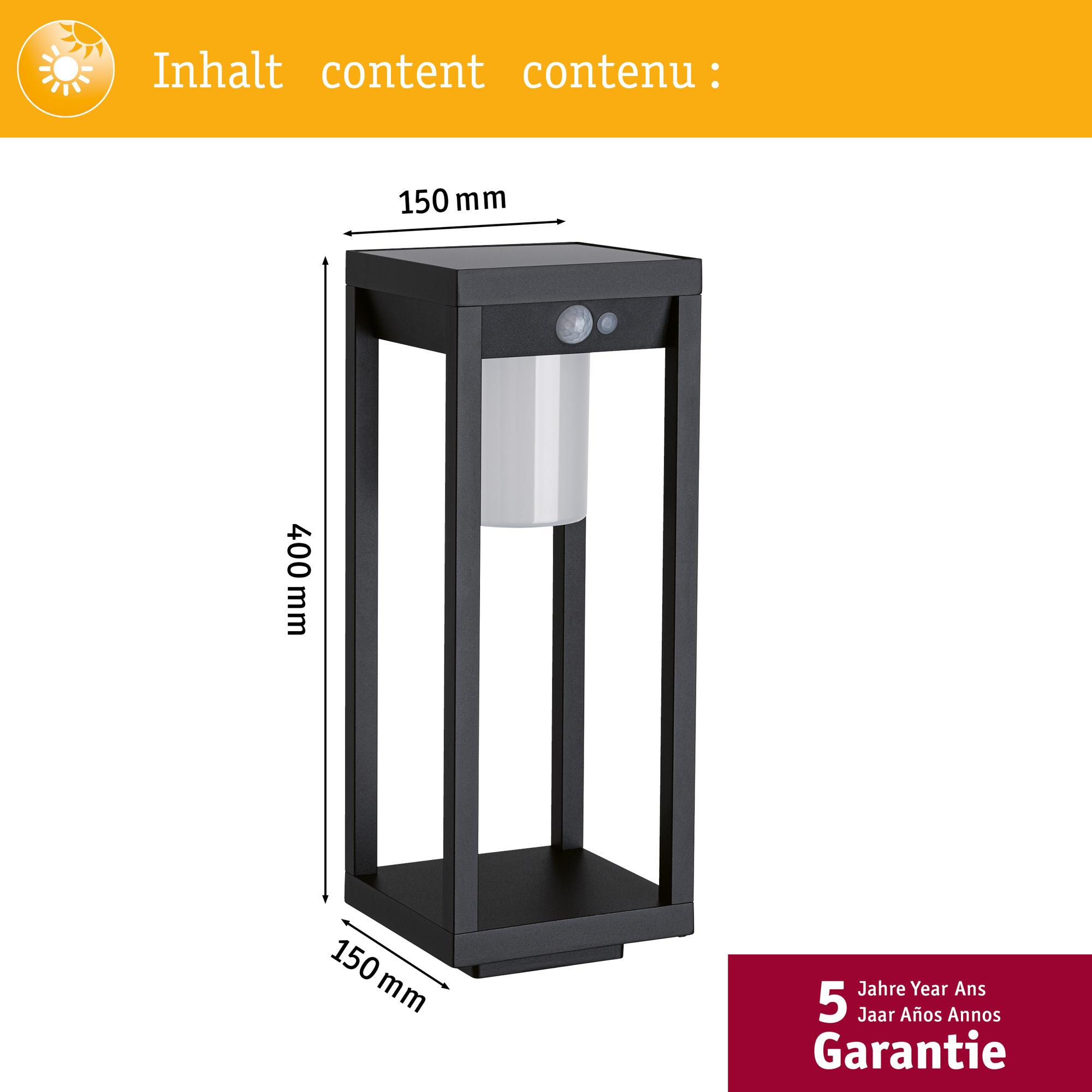 Solcellsbelysning LED Paulmann Marisol med Rörelsesensor IP44
