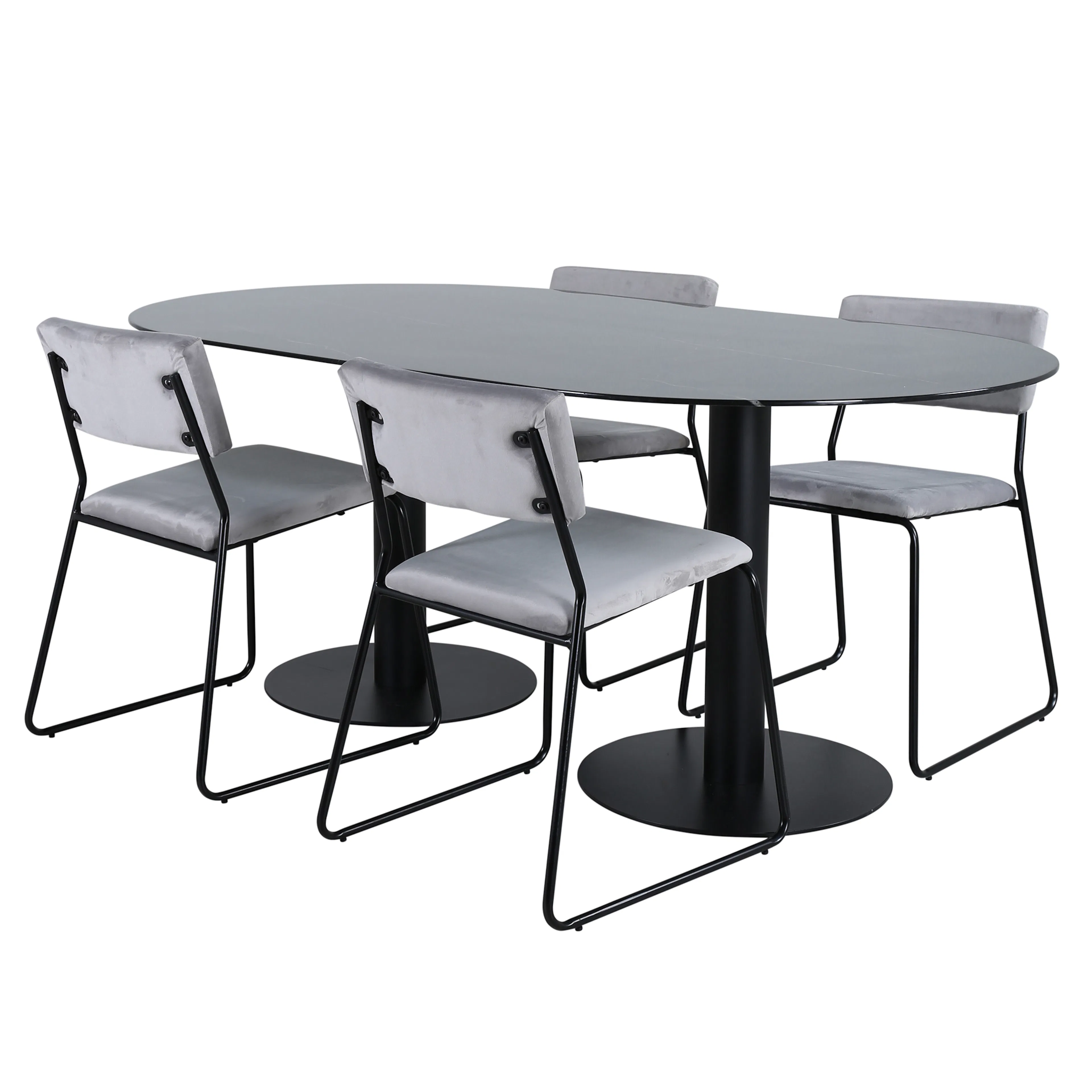 Matgrupp Venture Home Oslo med 4 Kungshamn Stolar Sammet