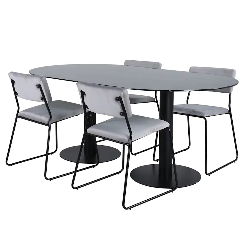 Matgrupp Venture Home Oslo med 4 Kungshamn Stolar Sammet