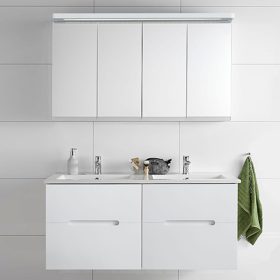 Möbelpaket Hafa Sun Vit Matt Spegelskåp Dubbel