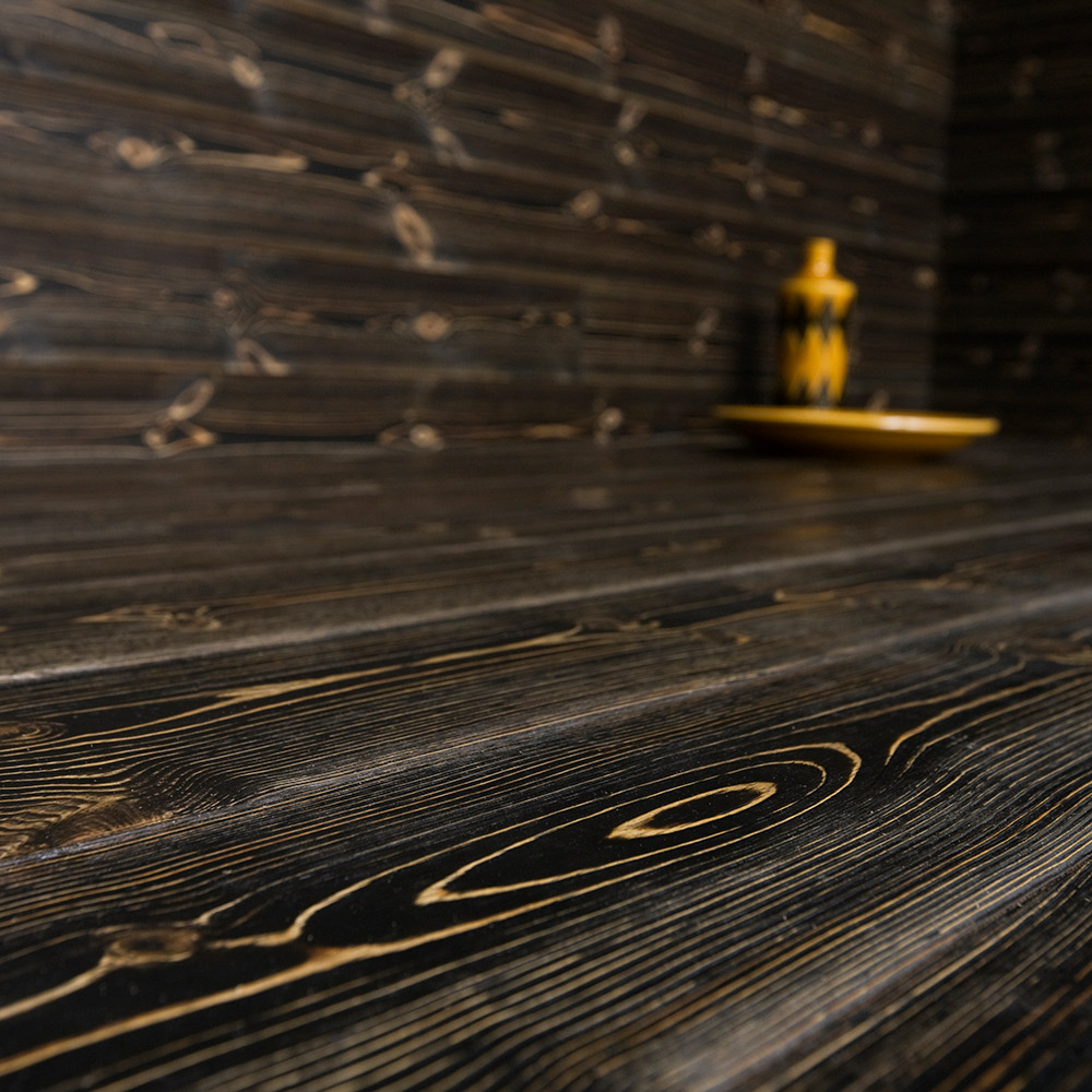 Trägolv Antik Svart Furu, Plank - 25x135 mm 135x25 mm