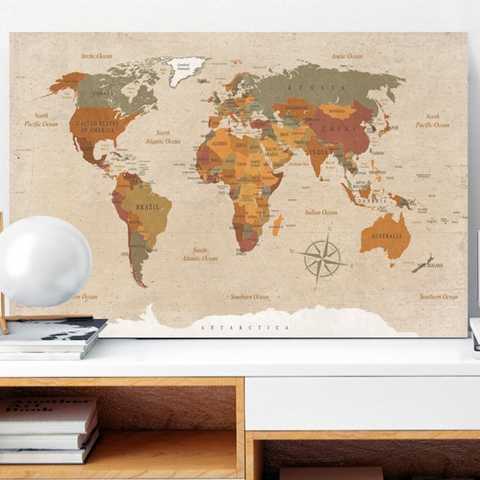 Tavla Arkiio World Map Beige Chic