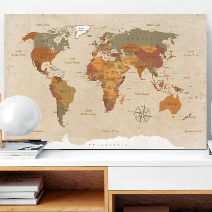 Tavla Arkiio World Map Beige Chic