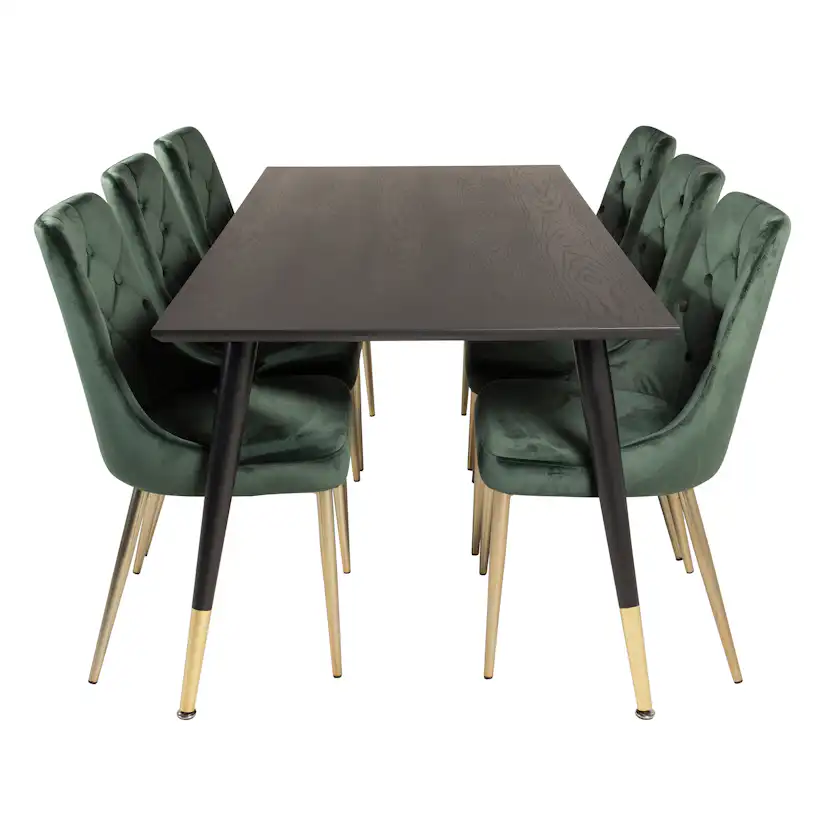 Matgrupp Venture Home Dipp med 6 Velvet Deluxe Stolar