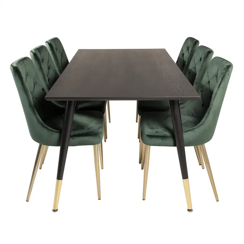 Matgrupp Venture Home Dipp med 6 Velvet Deluxe Stolar
